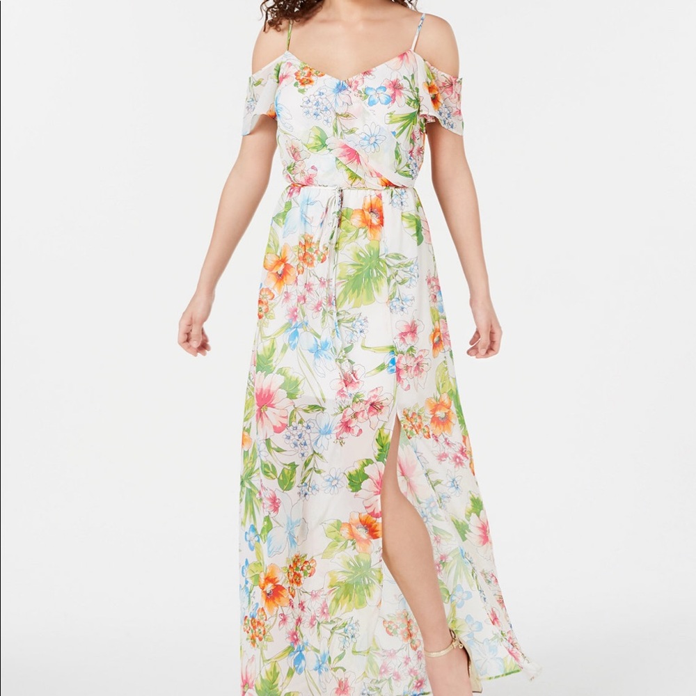 White Floral City Studio Maxi Dress L